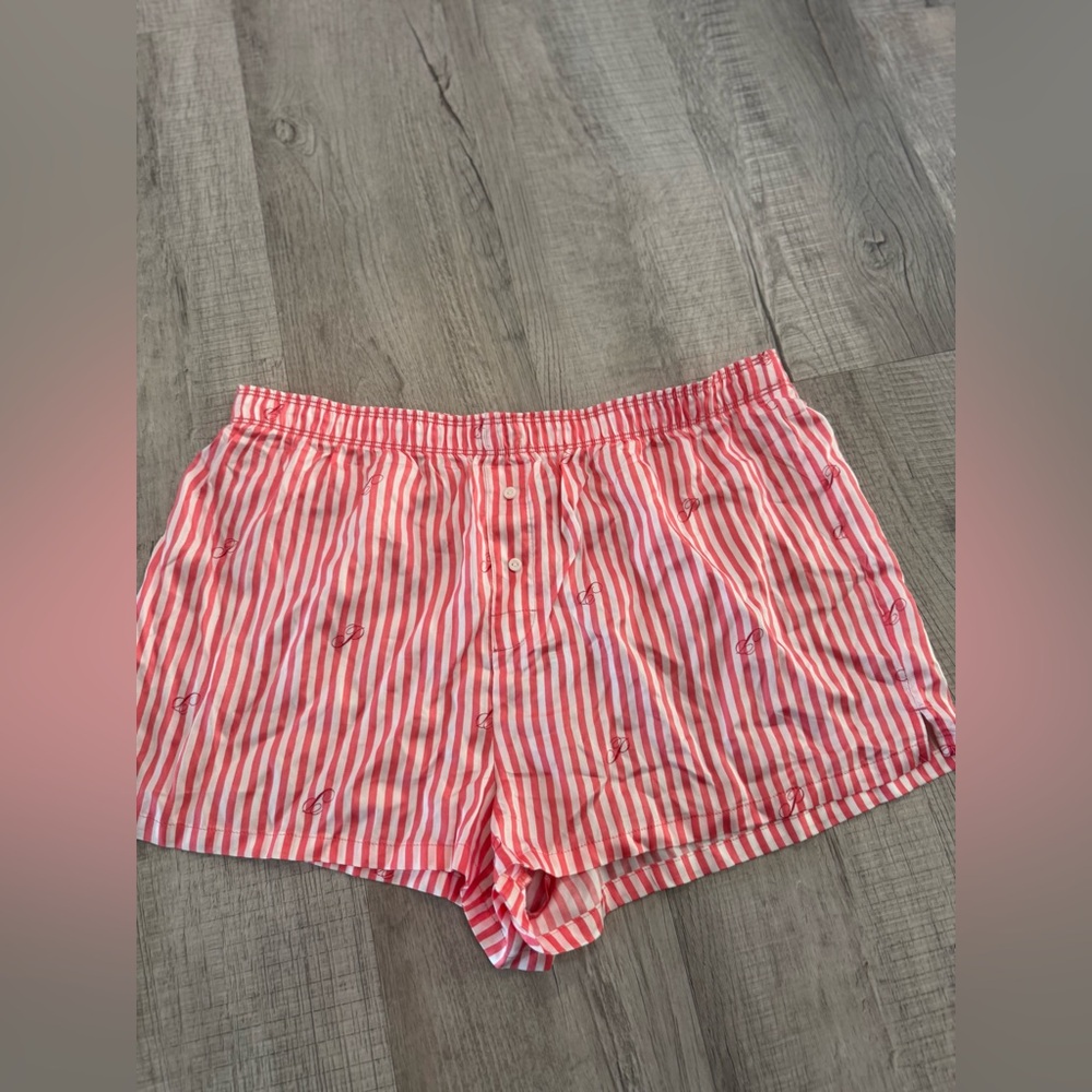 PINK Victoria's Secret Red and White Striped Women's Lounge Shorts